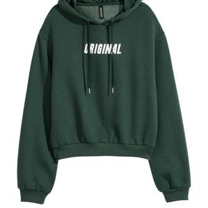H&M green cropped hoodie